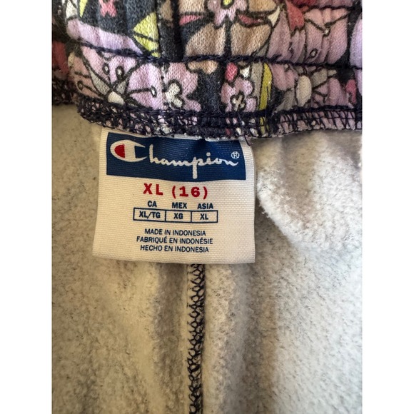 Champion Kids Floral Print Jogger Sweatpants Rainbow Logo Size XL 16 - Picture 5 of 12
